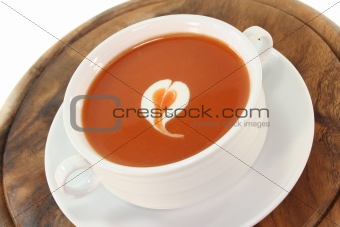 tomato soup with dollop of cream