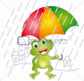Frog under umbrella