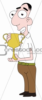 Man holding trophy