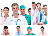 Collage of young doctors and surgeons