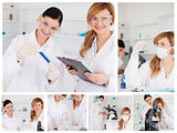 Collage of two female scientists doing experiments