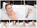 Collage of a woman in a bathtube