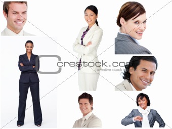 Collage of cheerful business people