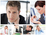Collage of stressed business people