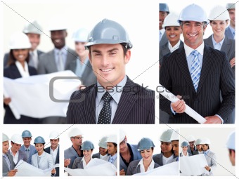 Collage of construction people