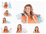 Collage of a woman with shopping bags