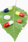 Pills on a leaf