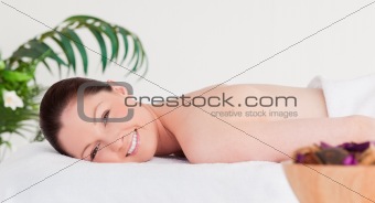 Red-haired woman in a spa