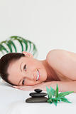 Close up of a happy young woman in a spa