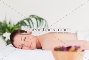 Young woman waiting for a massage