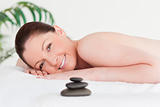 Happy young woman in a spa