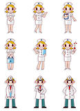 cartoon doctor and nurse icons