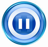 Pause icon blue, isolated on white background. 