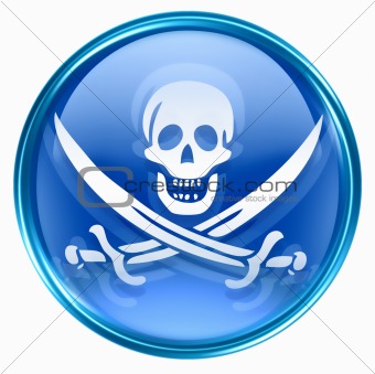 Pirate icon blue, isolated on white background. 