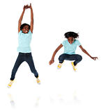 Happy child teen jumping