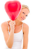 young beautyful caucasian woman with balloon