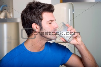 man drinking milk