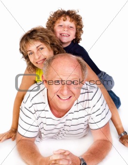 Grandparent lying on floor with grandson