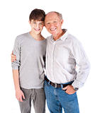 Teenager and grandfather, in studio