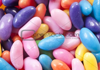 Jelly beans in many different colors - close up