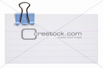 White card with clip and space for text