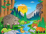 Forest scene with various animals 3
