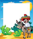 Frame with Mexican riding donkey