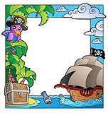 Frame with sea and pirate theme 1