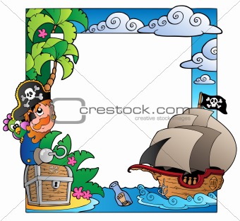 Frame with sea and pirate theme 2