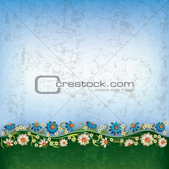 abstract floral ornament with flowers