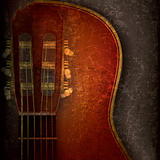 abstract music grunge background with acoustic guitar