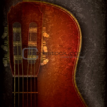 abstract music grunge background with acoustic guitar