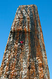 Boy on a big climbing wall