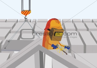 Welder at a construction site