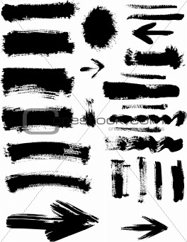 Grunge blots, spots, frame and arrows 