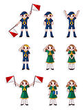 cartoon boy/girl scout icon set