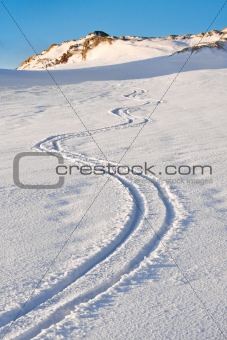 Curly trace of skis