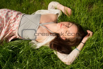 beautiful girl on grass 
