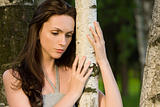 Girl in a birch grove