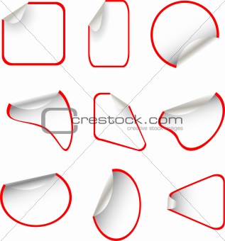 vector stickers set with red border