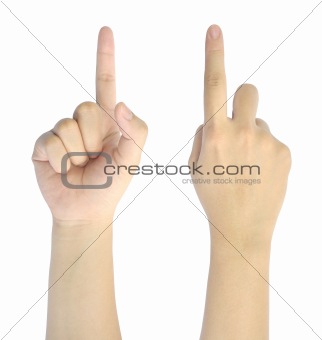 1 symbol of woman hand isolated on white background