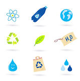 Recycle, water and nature icons isolated on white
