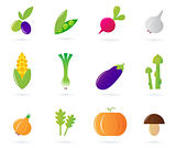 Fresh vegetable icons collection isolated on white
