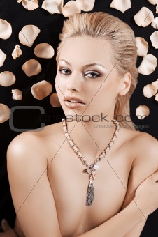 beautiful blond girl with necklace