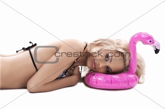 bikini and pink float