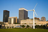 Wind turbine in downtown Cleveland 
