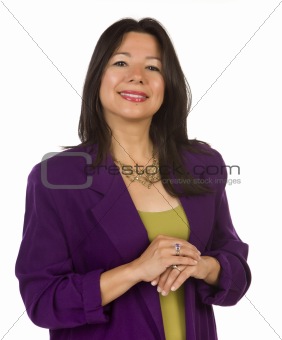 Attractive Multiethnic Woman Isolated on a White Background.