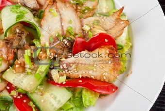 Salad of smoked eel