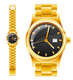 golden watch with bracelet