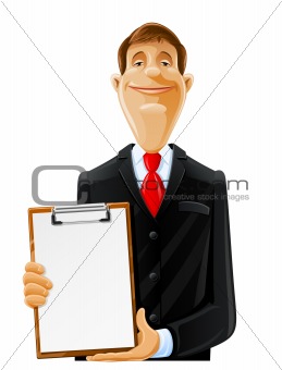 handsome man with clipboard